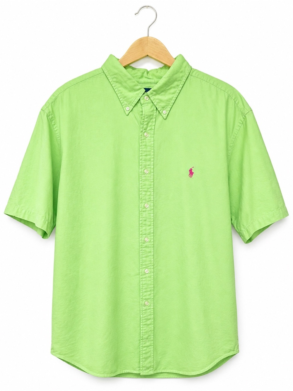 Polo‎ Ralph Lauren Shirt Mens XXL Lime Green Pink Pony Classic Fit Short Sleeve